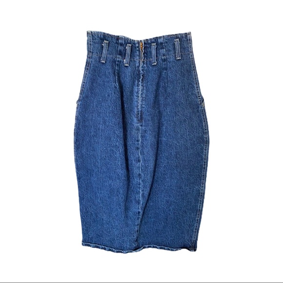 Vintage 80s Denim High Waist Midi Skirt - Picture 4 of 4